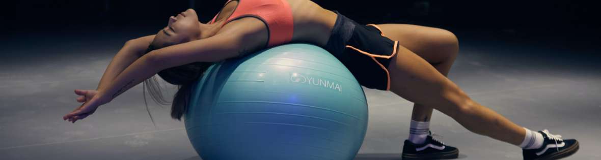 A woman on an exercise ball